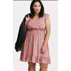 Torrid 1X Pink Floral Sleeveless Long Spring Women's Casual‎ Maxi Sun Dress